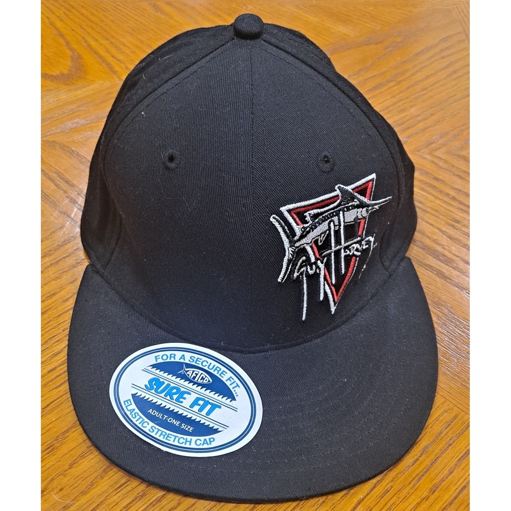 Guy Harvey Black Embrodiered Full Ball Hat Cap-Head Gear Apparel-NEW